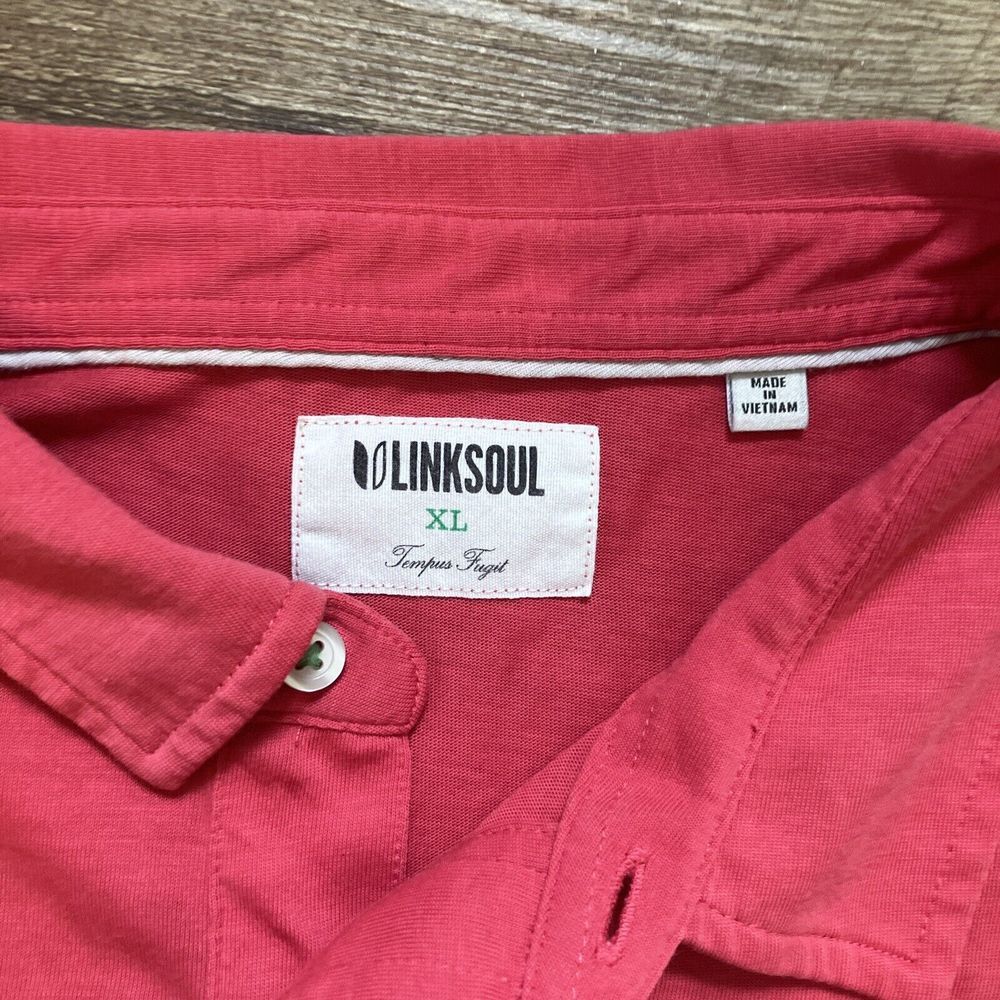 Linksoul Mens XL Luxury Cotton Polo Shirt Coral Pink Arrowhead Golf Short Sleeve - Picture 3 of 9